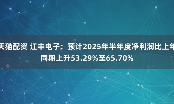 天猫配资 江丰电子：预计2025年半年度净利润比上年同期上升53.29%至65.70%